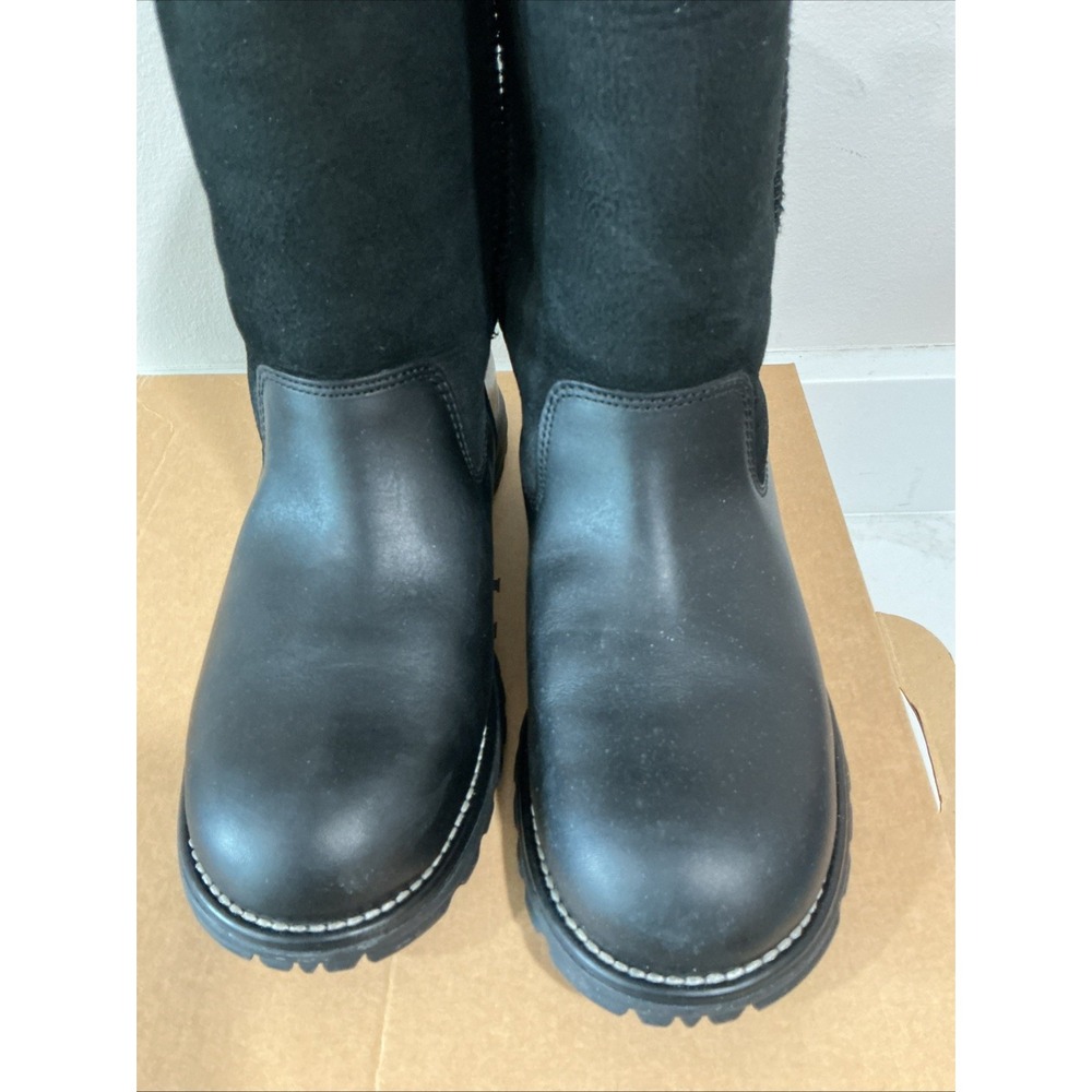 UGG Brooks Boots 5381 Black Leather Suede Shearling Lined Womens 9 Mid Calf LNIB - Picture 3 of 16